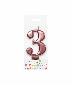 Metallic Rose Gold Number Candle 3