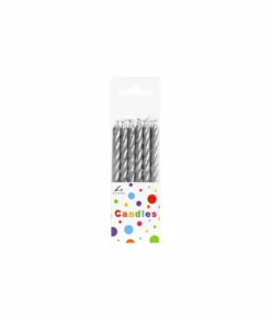 Metallic Silver Candles 12pk