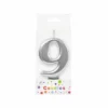 Metallic Silver Number Candle 9