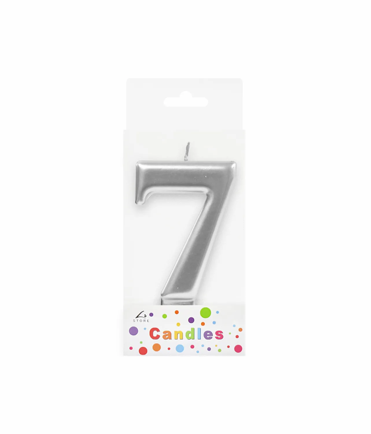 Metallic Silver Number Candle 7