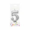 Metallic Silver Number Candle 5