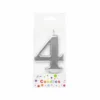 Metallic Silver Number Candle 4