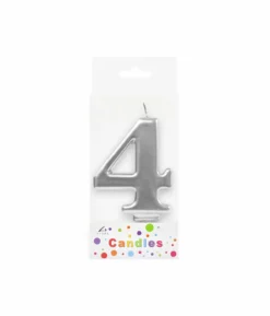 Metallic Silver Number Candle 4