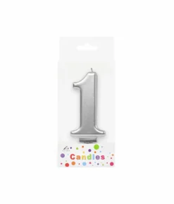Metallic Silver Number Candle 1