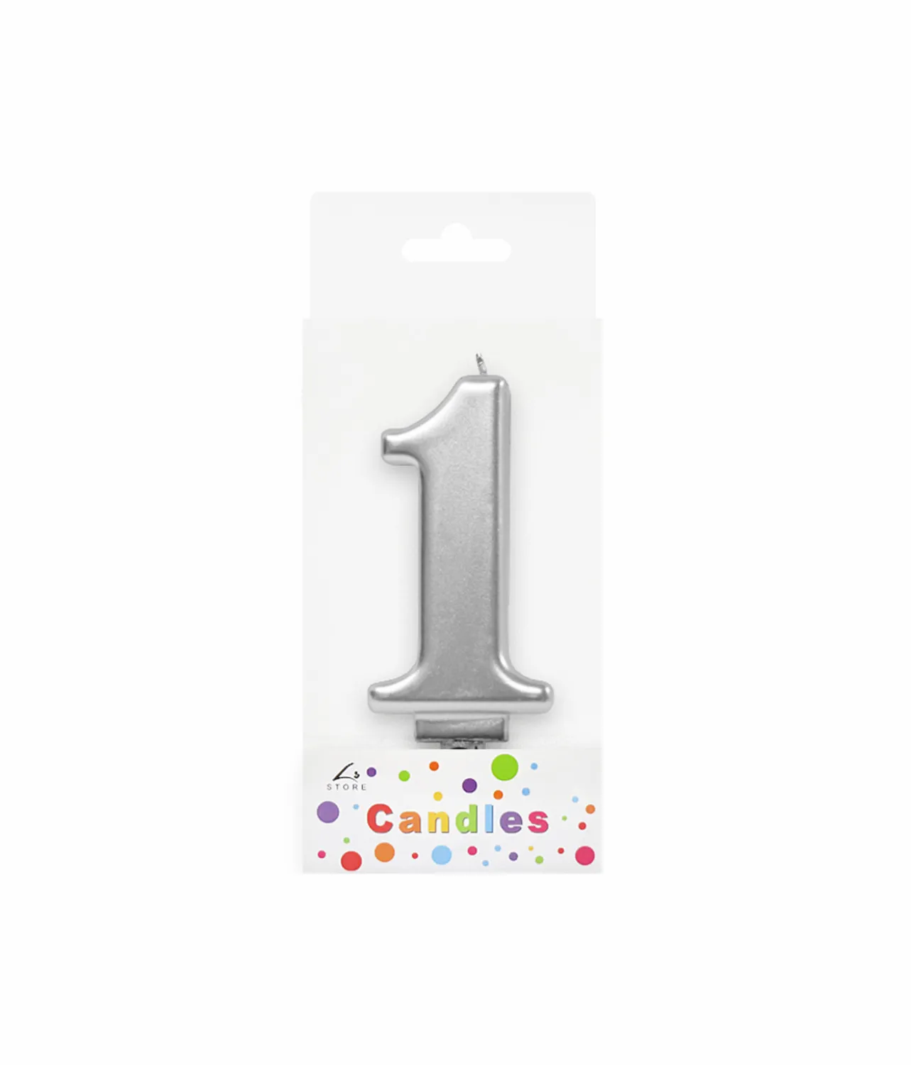 Metallic Silver Number Candle 1