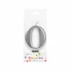 Metallic Silver Number Candle 0