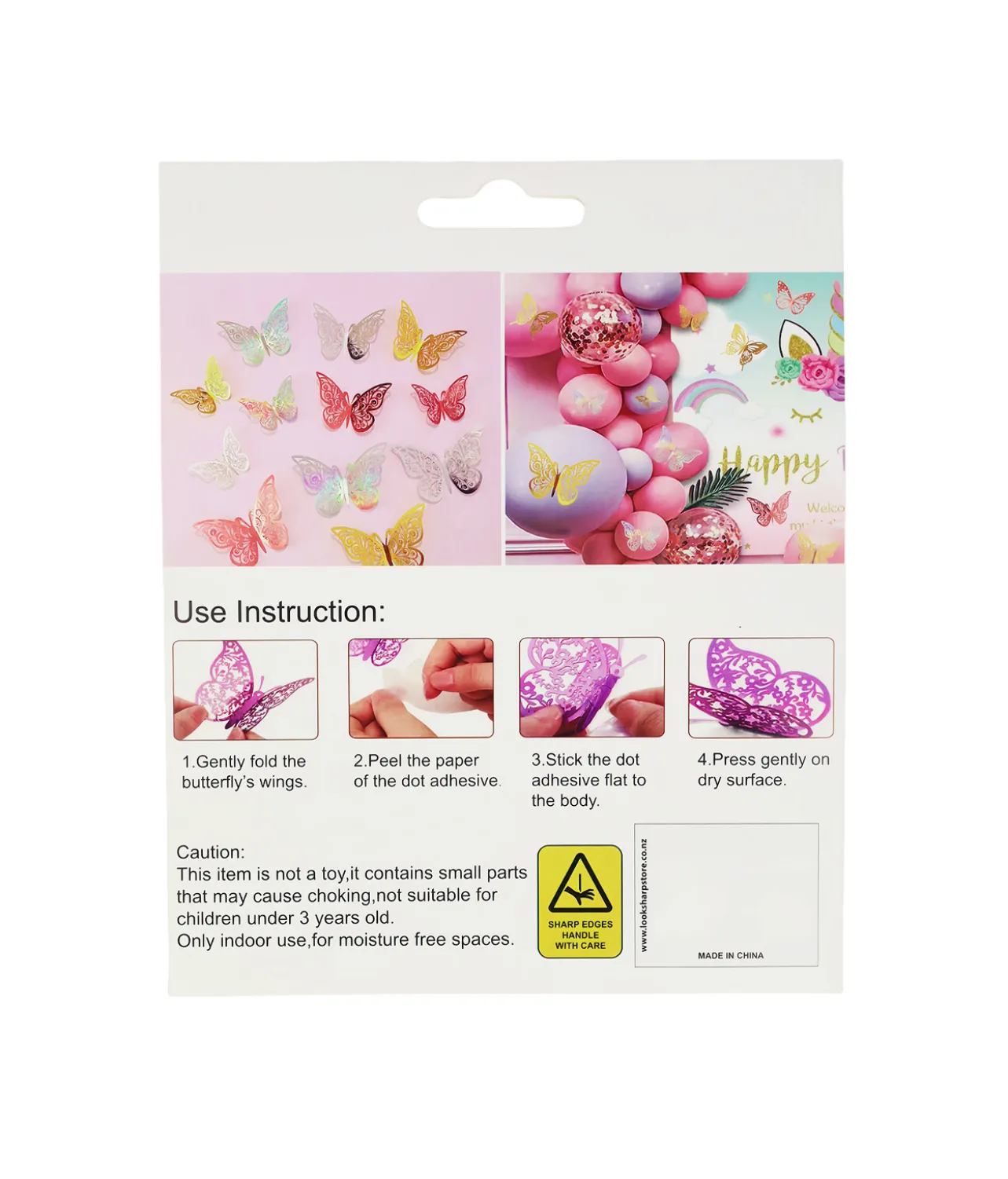 Mix 3D Paper Butterfly with Glue 12pc