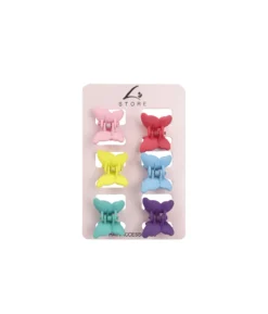 Mixed Colour Butterfly Hair Clip Set 6pk