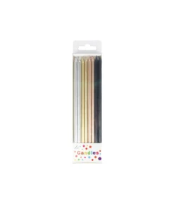 Multicolour Metallic Candles 16pk