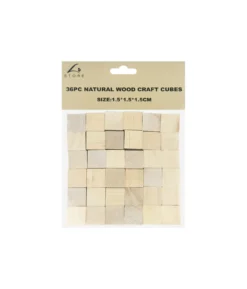 Natural Wood Craft Cube 1.5cm 36pk