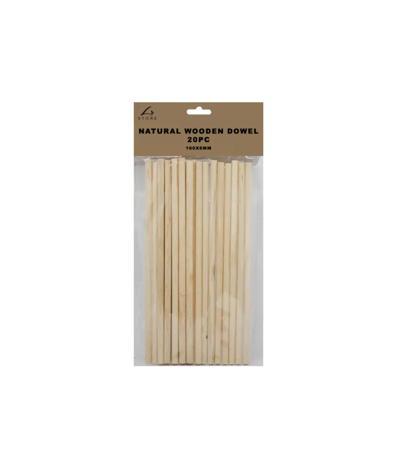 Natural Wooden Dowel 160x6mm