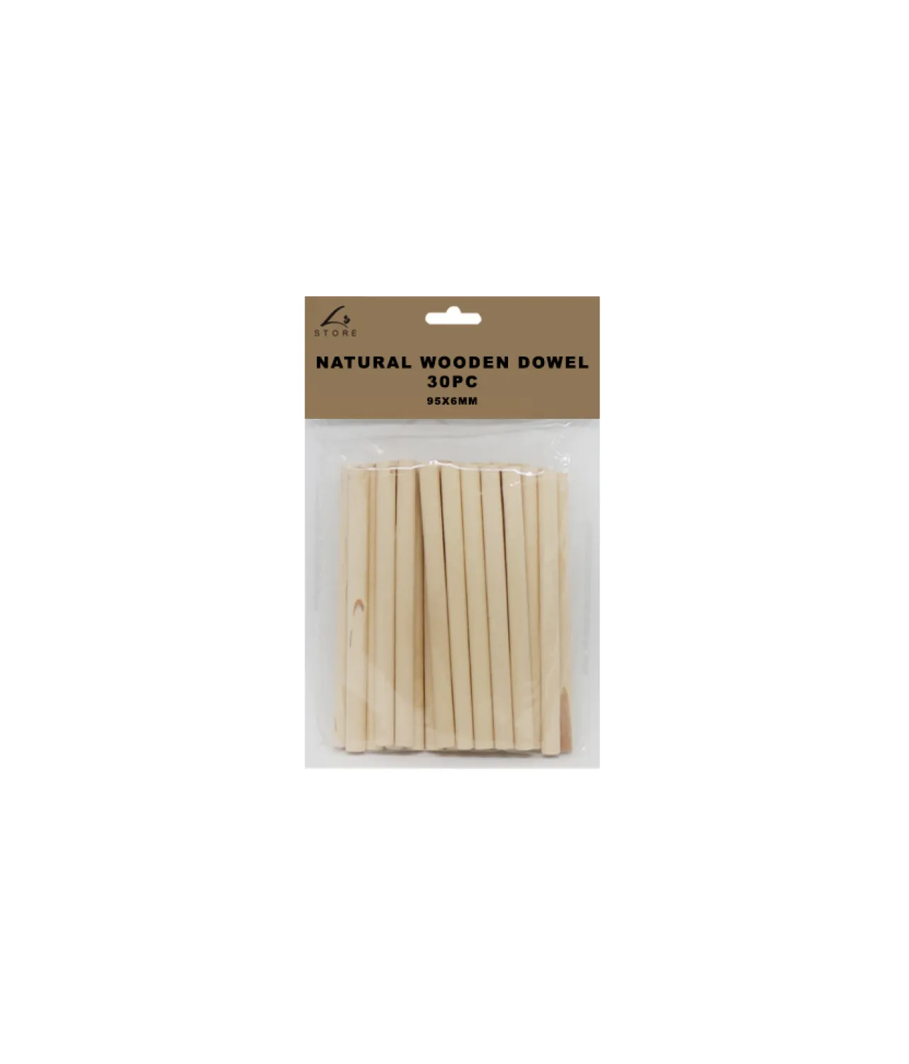 Natural Wooden Dowel 95x6mm