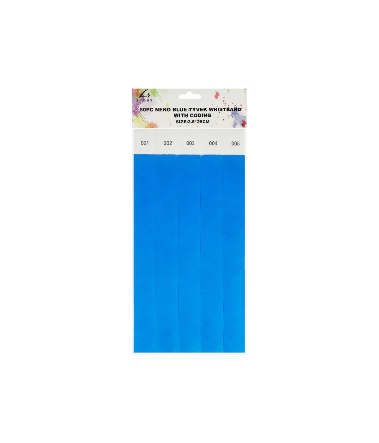 Neon Blue Tyvek Wristbands With Coding 50pc
