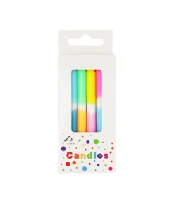 Neon Gradient Rainbow Birthday Candles 8pc