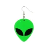 Neon Green Alien Earrings 5.5x3cm