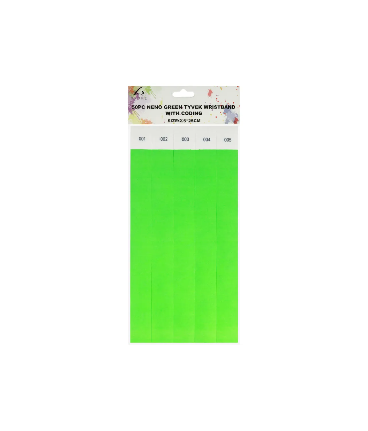 Neon Green Tyvek Wristbands With Coding 50pc