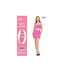 Neon Pink Tube Top & Skirt