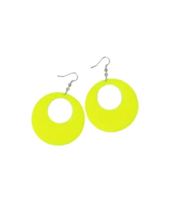 Neon Yellow Circle Earrings 7x5cm