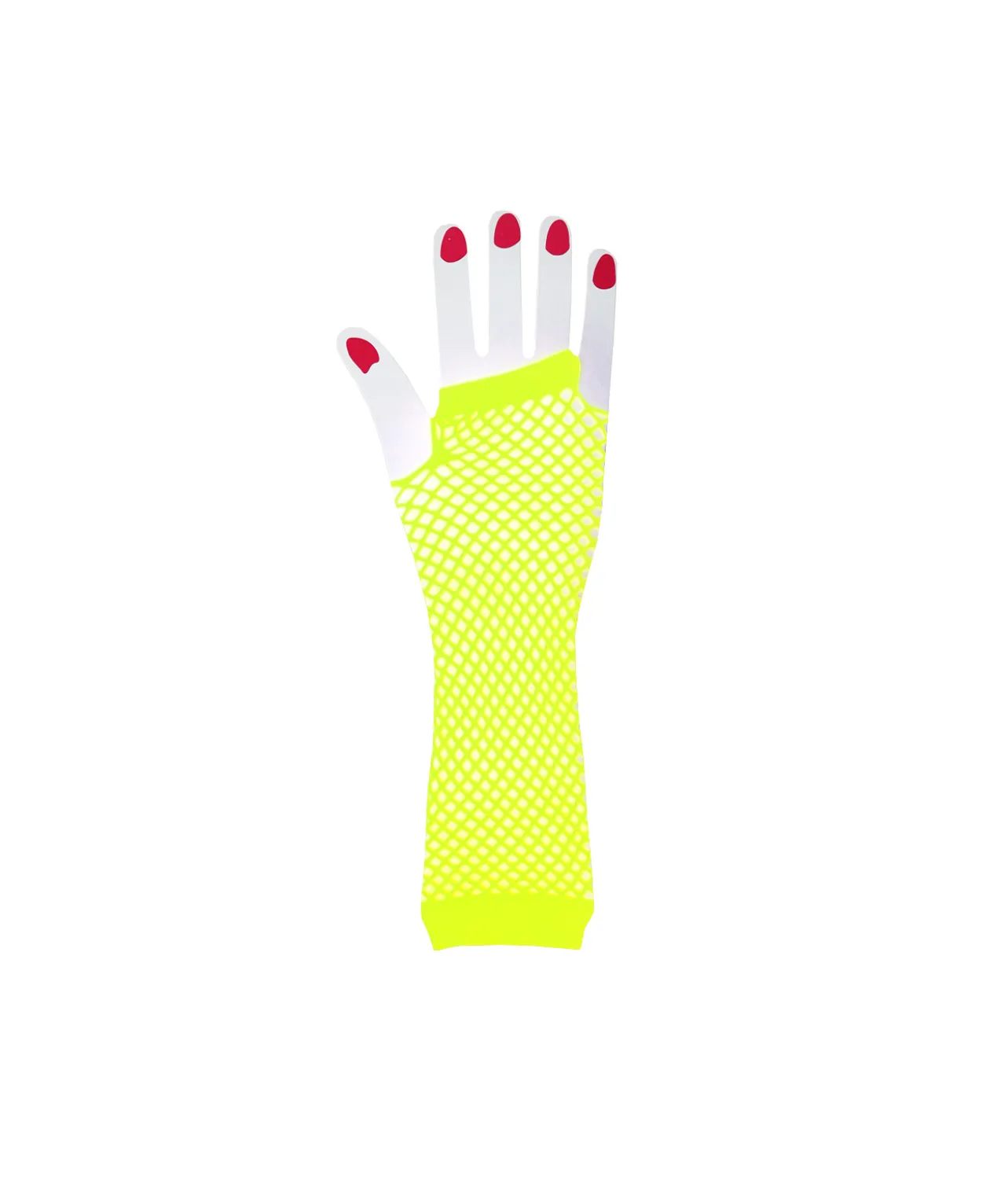 Neon Yellow Fishnet Long Gloves