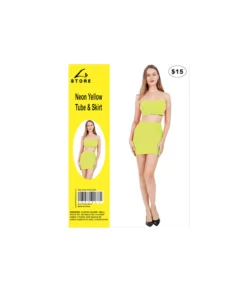 Neon Yellow Tube Top & Skirt