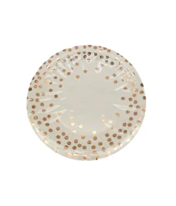 Paper Plate White With Rose Gold 12pc x 7in