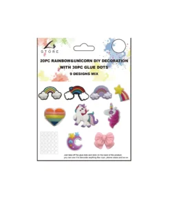 20pc Rainbow&Unicorn DIY Decoration with 30pc Glue Dots