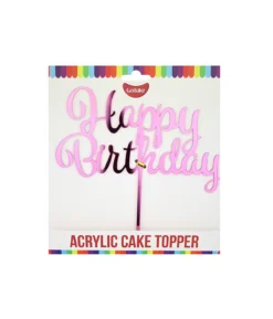 Pink Acrylic Happy Birthday Topper