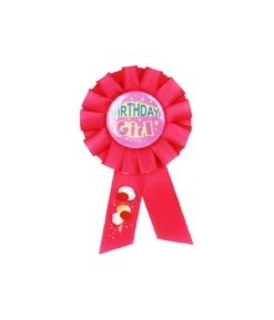 Pink Glitter Birthday Girl Badge 8×15.5cm