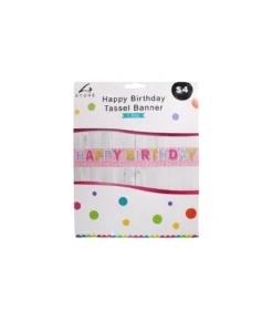 Pink Happy Birthday Tassel Banner 1.82m