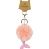 Pink Mermaid PomPom Keyring
