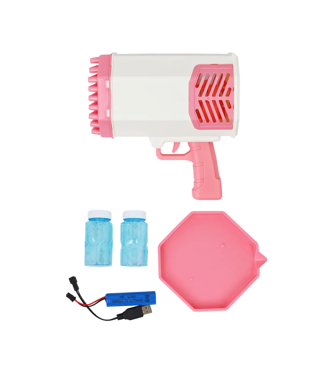Pink Rocket Launcher Bubble Gun