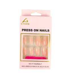 Pink Round Press On Nails 24pc