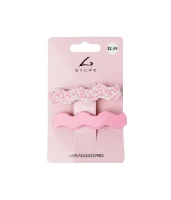 Pink Wave Design Hair Clip Set 2pk