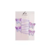 Purple Glitter Butterfly Shape Hair Clip Set 4pk