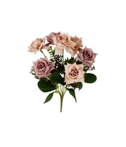 Purple Rose Bunch 7 Head 32cm