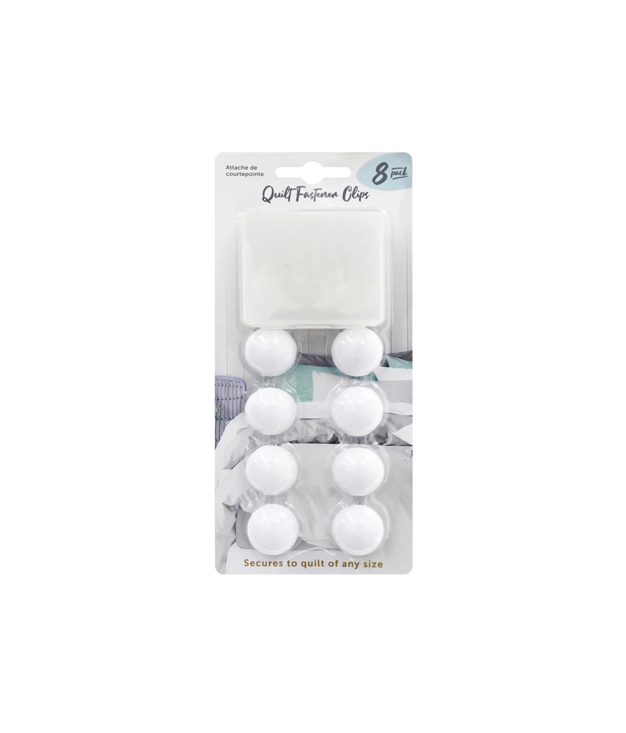 Quilt Fastener Clips White 8pk