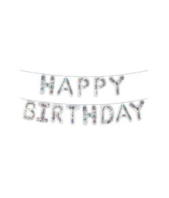 Rainbow Confetti Happy Birthday Balloon Banner 16in