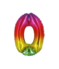 Rainbow Jelly Foil Number Balloon 0