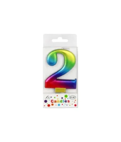 Rainbow Metallic Number Candle 2