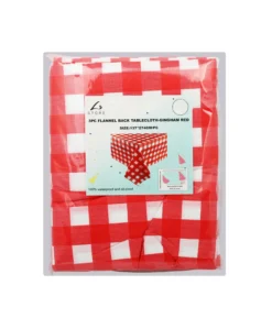 Red Gingham Flannel Tablecloth 3pc