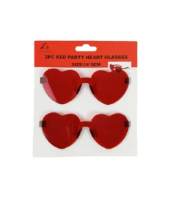 Red Party Heart Glasses 14x6cm 2pc