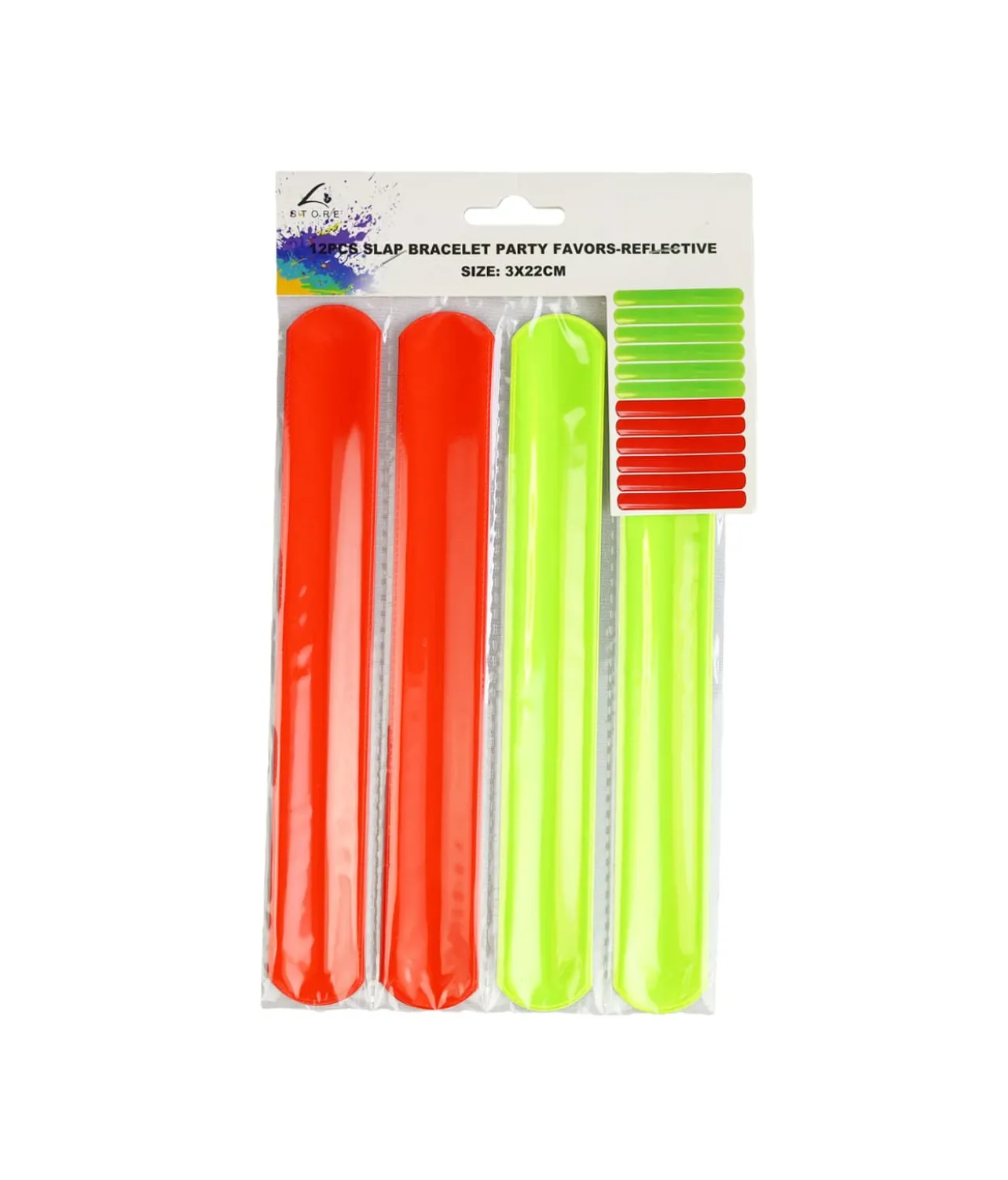 Reflective Slap Bracelet Set 12pc 3x 22cm