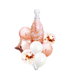 Rose Gold Cheers Party Balloon Set 8pc