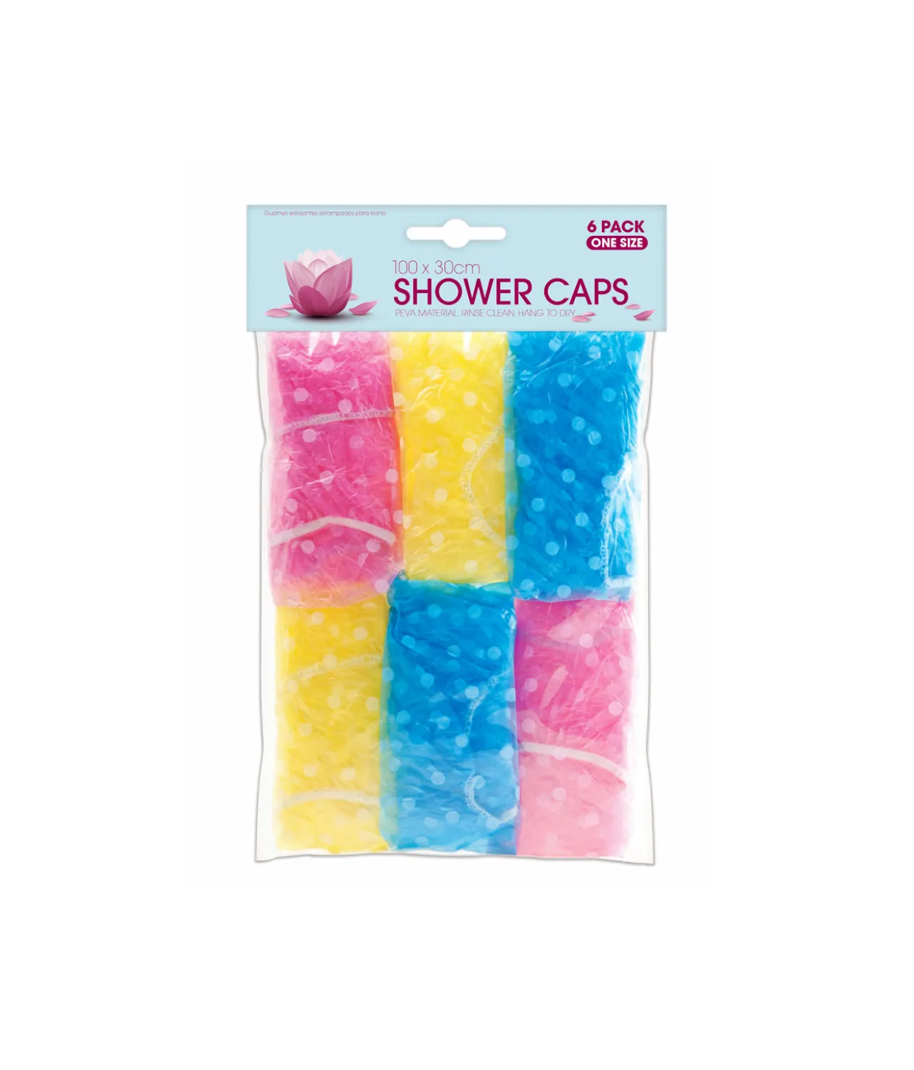 Shower Cap Assorted 6pk
