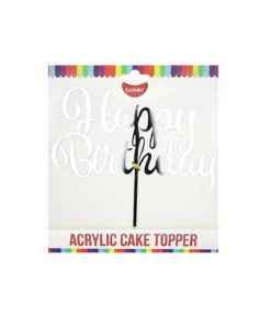 Silver Acrylic Happy Birthday Topper