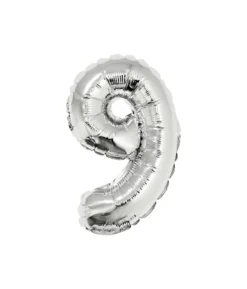 Silver Air Fill Number 9 Balloon