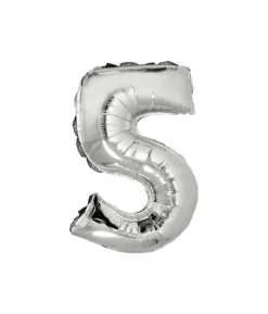 Silver Air Fill Number 5 Balloon