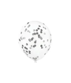 Silver Confetti Latex Balloons 12inch 6pk