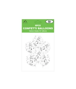 Silver Confetti Latex Balloons 12inch 6pk