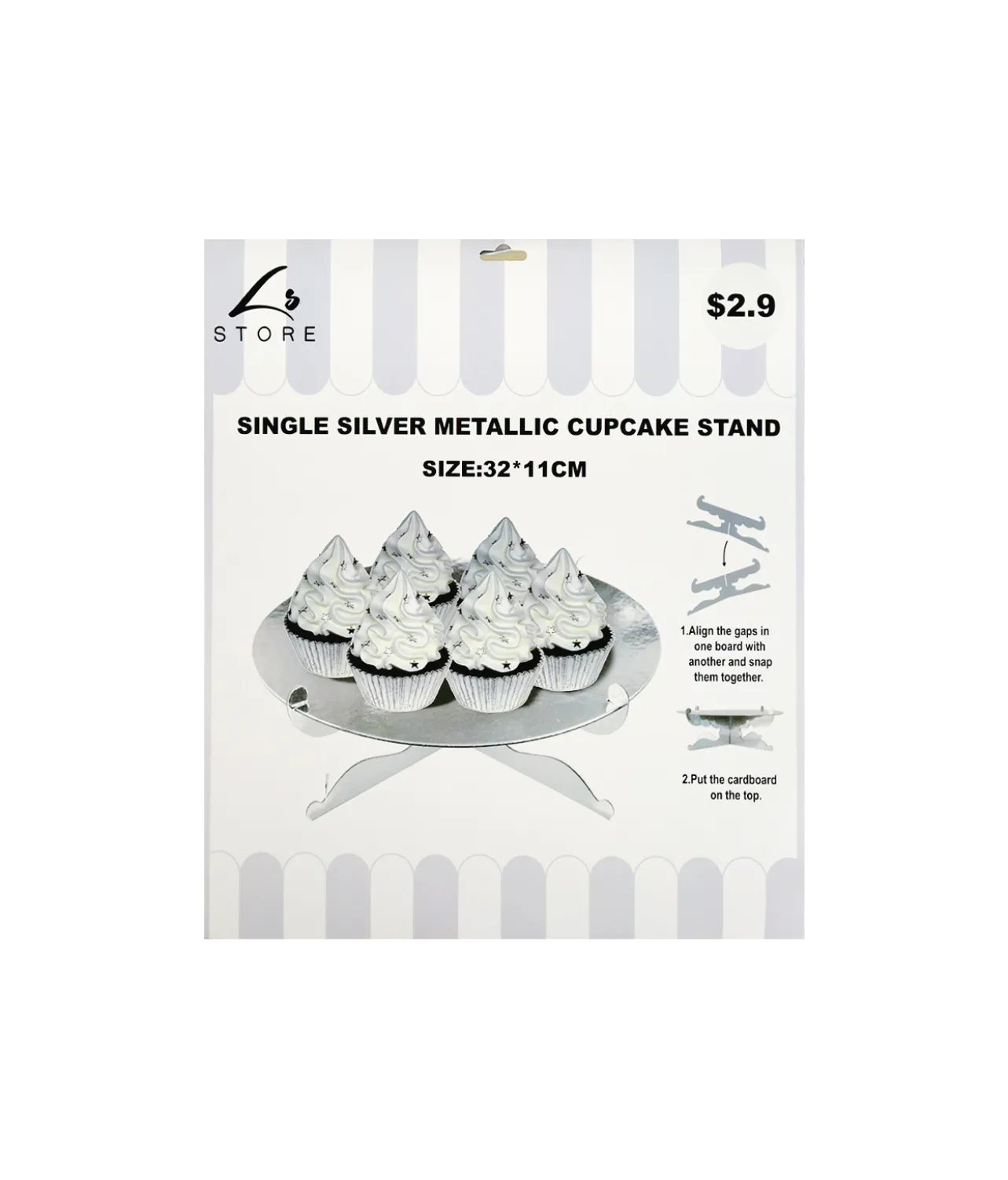 Silver Cupcake Single Tier Stand